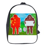 2 Yeh Ren,text & Flag In Forest  School Bag (Large) Front