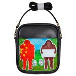 2 Yeh Ren,text & Flag In Forest  Girl s Sling Bag Front