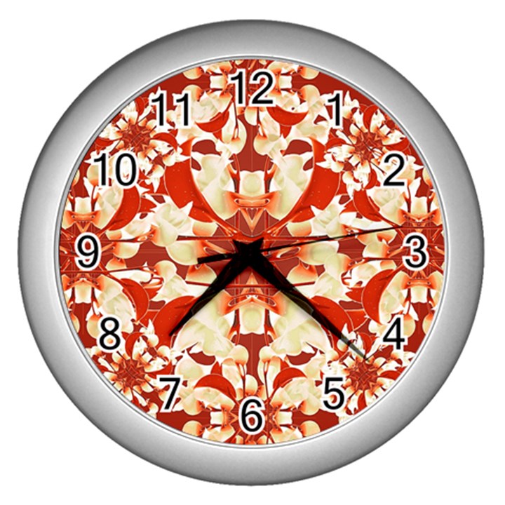 Digital Decorative Ornament Artwork Wall Clock (Silver)