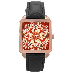 Digital Decorative Ornament Artwork Rose Gold Leather Watch  by dflcprints