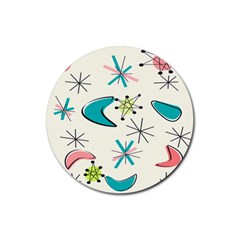 Atomic Era Inspired Rubber Round Coaster (4 Pack)