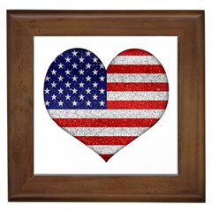 Grunge Heart Shape G8 Flags Framed Ceramic Tile