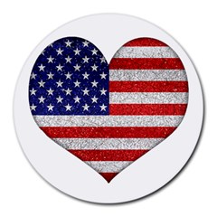 Grunge Heart Shape G8 Flags 8  Mouse Pad (round) by dflcprints