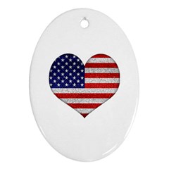 Grunge Heart Shape G8 Flags Oval Ornament