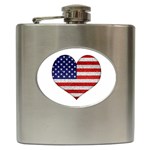 Grunge Heart Shape G8 Flags Hip Flask Front