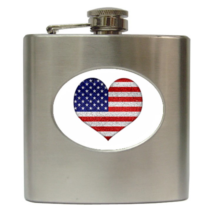 Grunge Heart Shape G8 Flags Hip Flask