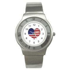 Grunge Heart Shape G8 Flags Stainless Steel Watch (slim) by dflcprints