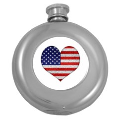 Grunge Heart Shape G8 Flags Hip Flask (round) by dflcprints