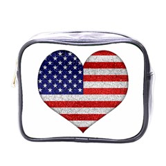 Grunge Heart Shape G8 Flags Mini Travel Toiletry Bag (one Side) by dflcprints