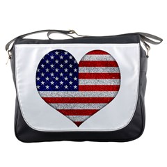 Grunge Heart Shape G8 Flags Messenger Bag by dflcprints