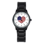 Grunge Heart Shape G8 Flags Sport Metal Watch (Black) Front