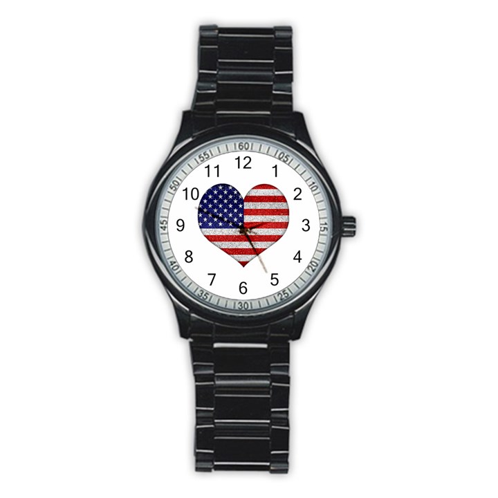 Grunge Heart Shape G8 Flags Sport Metal Watch (Black)