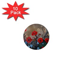 Poppy Garden 1  Mini Button (10 Pack) by rokinronda