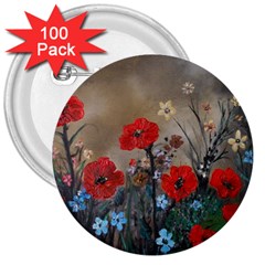 Poppy Garden 3  Button (100 Pack)