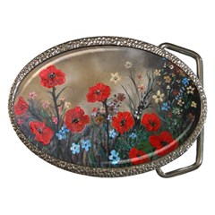 Poppy Garden Belt Buckle (oval) by rokinronda