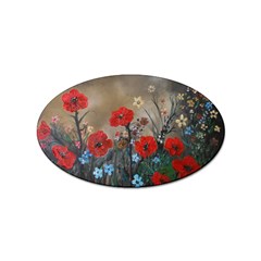 Poppy Garden Sticker (oval) by rokinronda