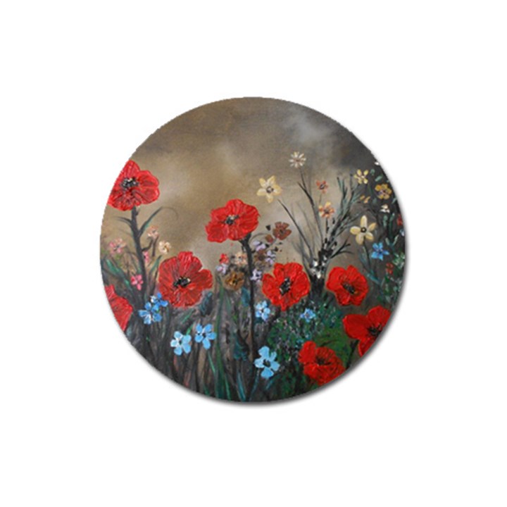 Poppy Garden Magnet 3  (Round)