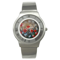 Poppy Garden Stainless Steel Watch (slim)