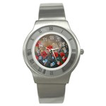 Poppy Garden Stainless Steel Watch (Slim) Front