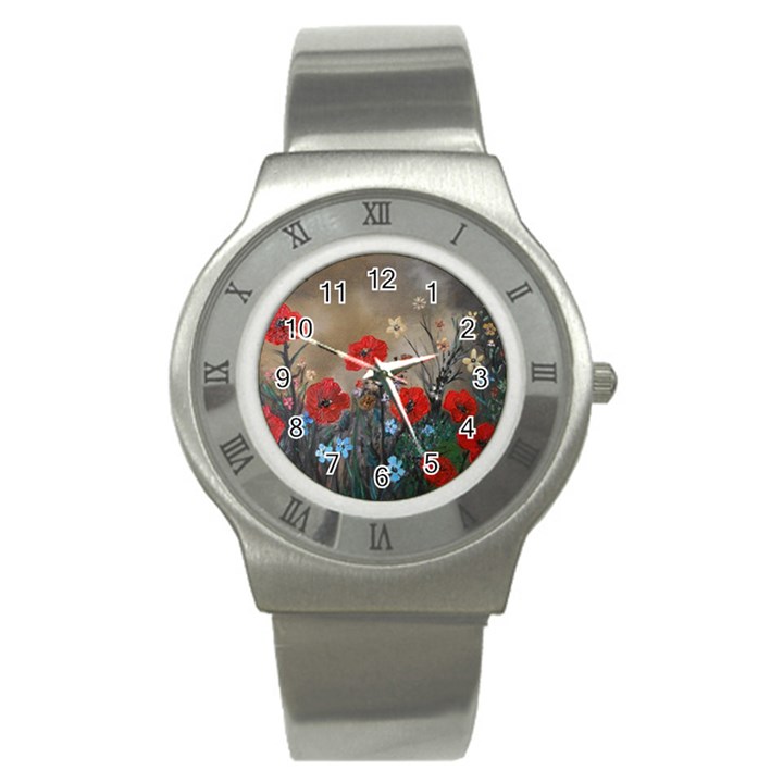 Poppy Garden Stainless Steel Watch (Slim)