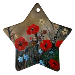 Poppy Garden Star Ornament (two Sides) by rokinronda