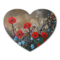 Poppy Garden Mouse Pad (heart) by rokinronda