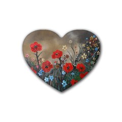 Poppy Garden Drink Coasters (heart)