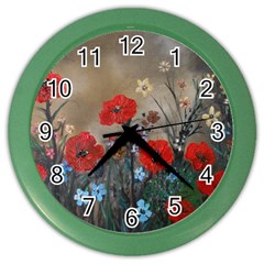 Poppy Garden Wall Clock (color) by rokinronda