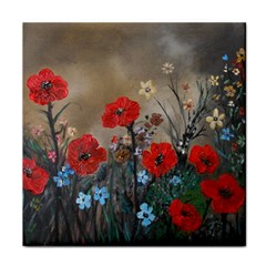 Poppy Garden Face Towel by rokinronda