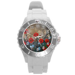 Poppy Garden Plastic Sport Watch (large) by rokinronda