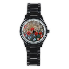 Poppy Garden Sport Metal Watch (black)