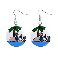 Desert Island Humor Mini Button Earrings