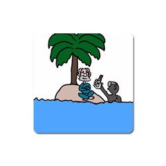 Desert Island Humor Magnet (square) by EricsDesignz