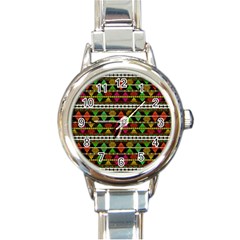 Aztec Style Pattern Round Italian Charm Watch