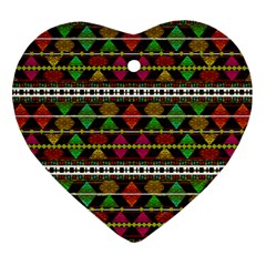 Aztec Style Pattern Heart Ornament by dflcprints