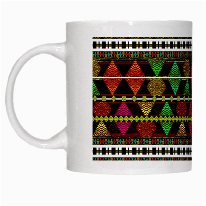 Aztec Style Pattern White Coffee Mug