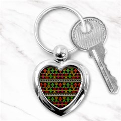 Aztec Style Pattern Key Chain (heart) by dflcprints