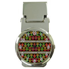 Aztec Style Pattern Money Clip With Watch