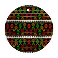 Aztec Style Pattern Round Ornament (two Sides)