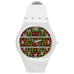 Aztec Style Pattern Plastic Sport Watch (medium) by dflcprints