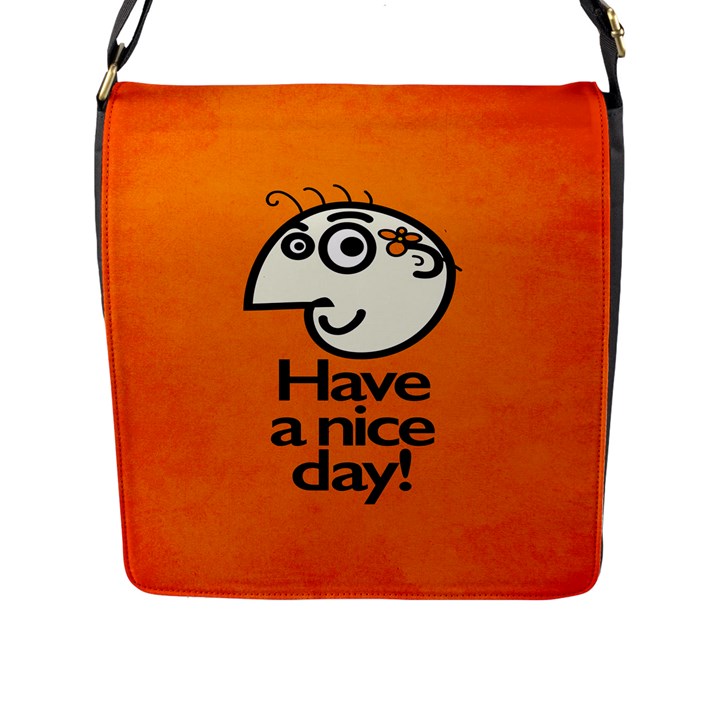 Have A Nice Day Happy Character Flap Closure Messenger Bag (Large)