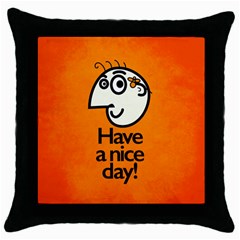 Have A Nice Day Happy Character Black Throw Pillow Case