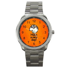 Have A Nice Day Happy Character Sport Metal Watch