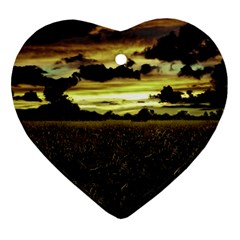 Dark Meadow Landscape  Heart Ornament