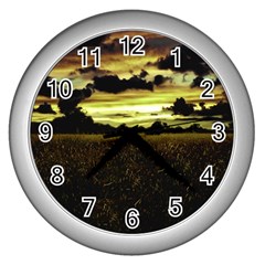 Dark Meadow Landscape  Wall Clock (silver)