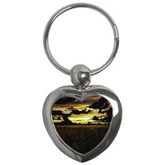 Dark Meadow Landscape  Key Chain (heart) by dflcprints