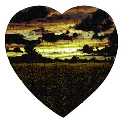 Dark Meadow Landscape  Jigsaw Puzzle (heart) by dflcprints