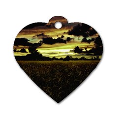 Dark Meadow Landscape  Dog Tag Heart (one Sided)  by dflcprints