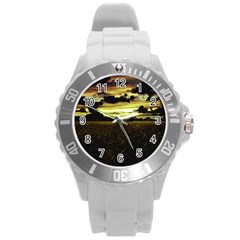 Dark Meadow Landscape  Plastic Sport Watch (large) by dflcprints