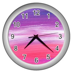 Abstract In Pink & Purple Wall Clock (silver)